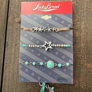 Lucky Brand Turquoise and Silver Beaded Bracelet Set